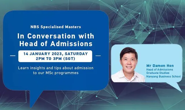 留学新加坡：南洋商学院专业硕士项目答疑专场将于1月14日举办
