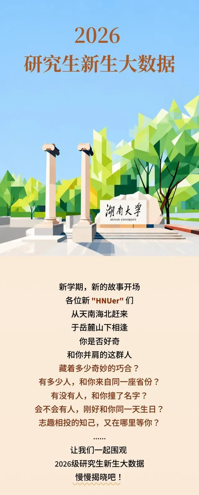 7320人！湖南大学2026研究生新生大数据，来了！