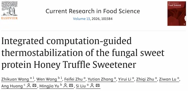 生命科学学院强基计划本科生以第一作者发表蜂蜜松露甜味蛋白耐热改造研究成果