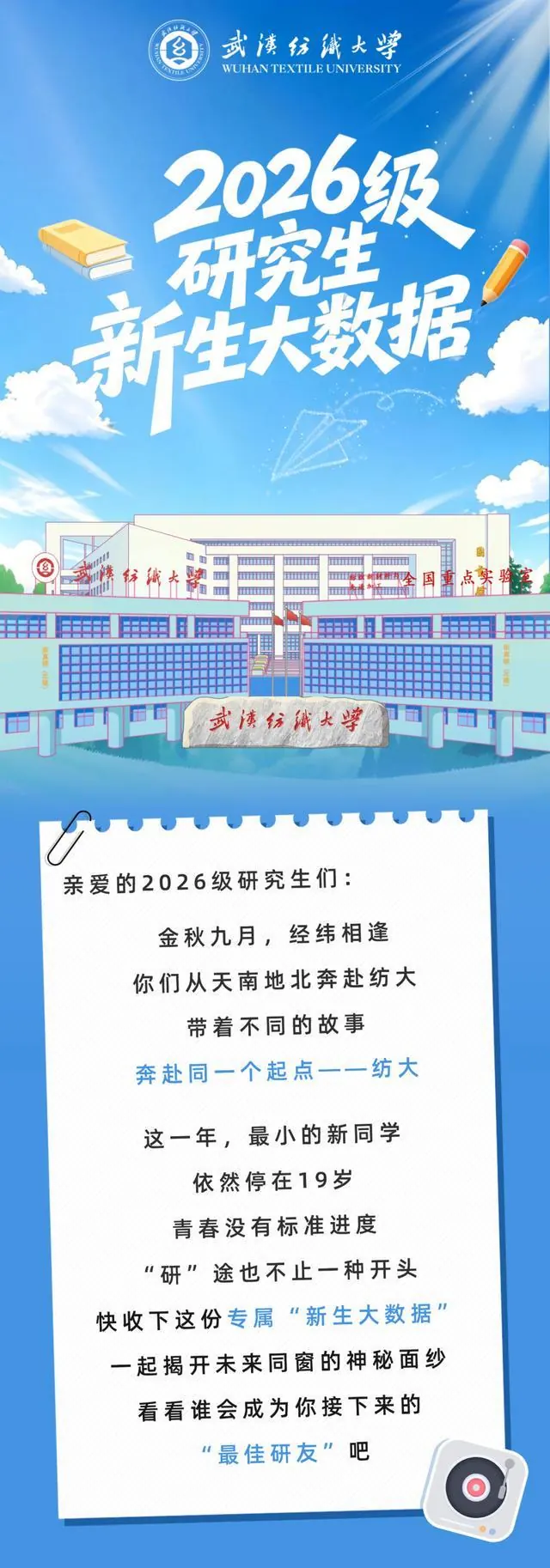 武汉纺织大学2026级研究生大数据来了！